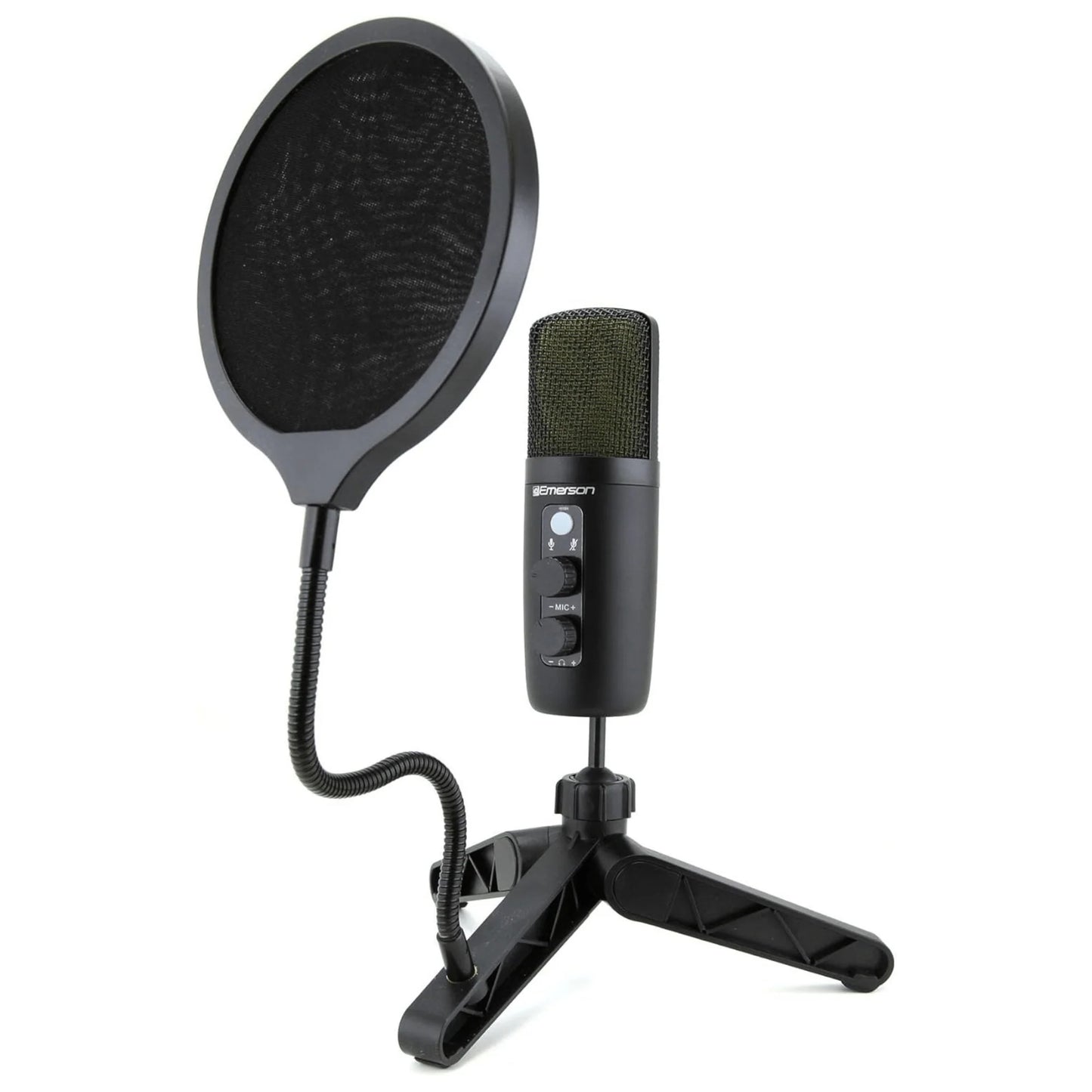 Emerson USB Gaming and Streaming Condenser Microphone with LED Lighting